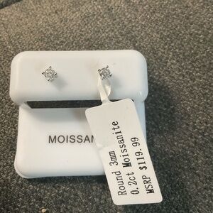 Moissanite round Stud Earrings .2 ct sterling silver